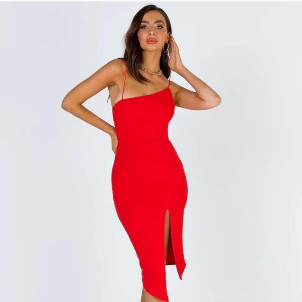 Aero Red Midi Dress by Princess Polly